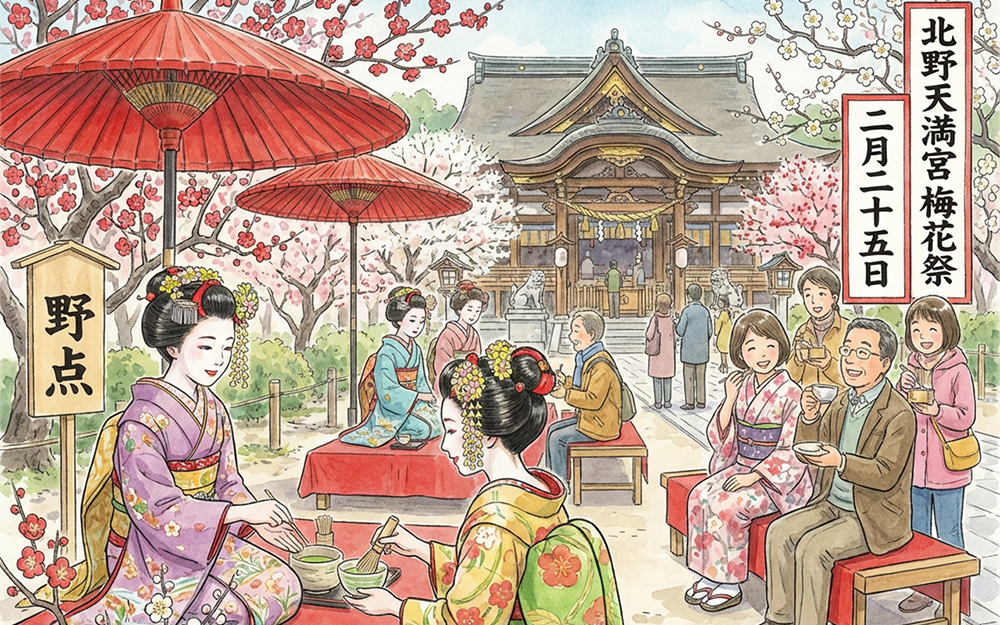 『2月下旬』 桜より早く咲く梅の季節。北野天満宮の梅花祭と学問の神様