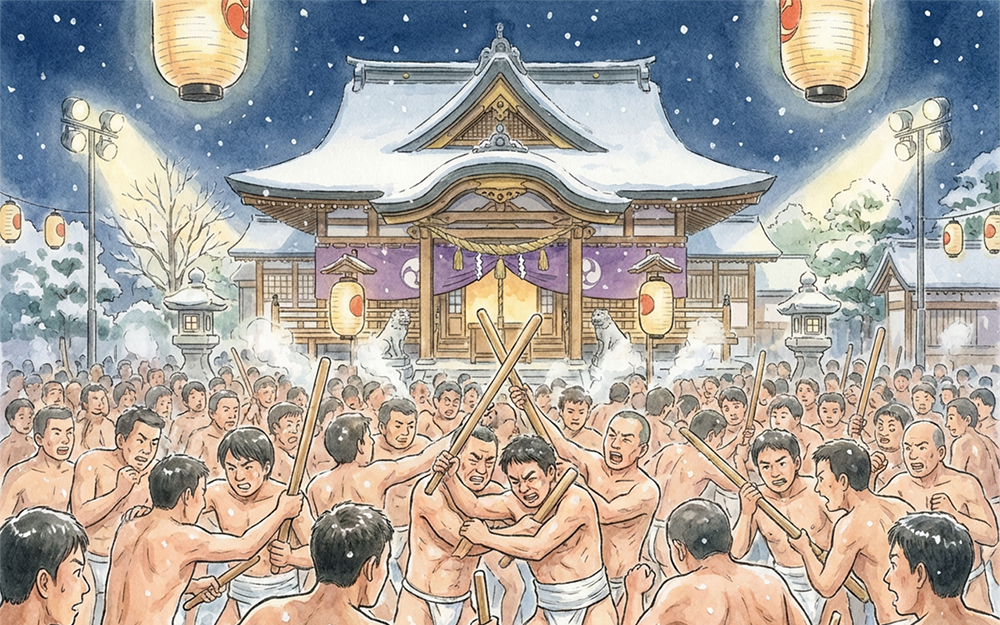 『2月第3土曜』 数千人が褌姿で宝木を奪い合う。岡山・西大寺の勇壮な「はだか祭り」