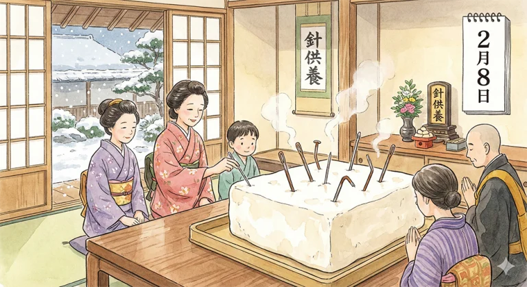 『2月8日』 折れた針を豆腐に刺して供養する。道具への感謝を表す針供養