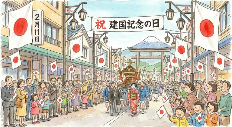 『2月11日』 日の丸が街を彩る建国記念の日。神話に基づく日本の祝日