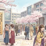『3月中旬〜下旬』 袴姿の女子大生と桜。人生の節目を祝う日本の卒業式文化