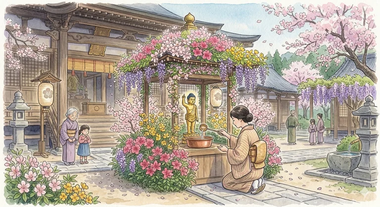 『4月8日』 お釈迦様に甘茶をそそぐ。誕生を祝う静かな仏教行事「花祭り」