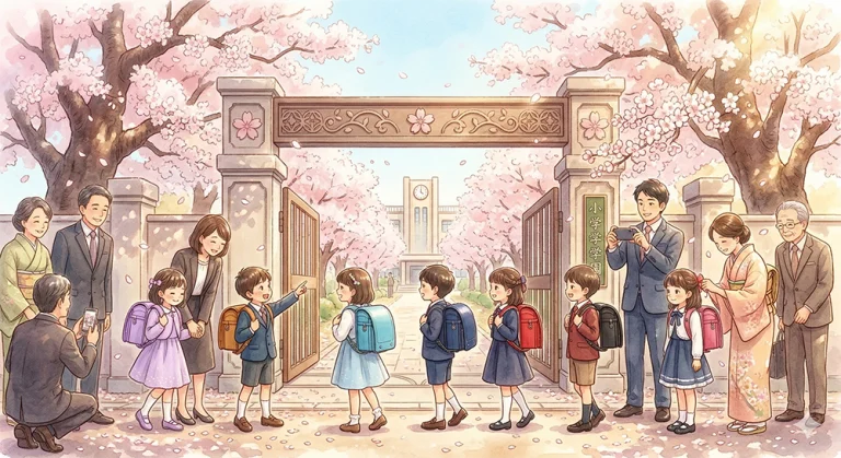 『4月上旬』 桜の下のランドセル――日本の入学式と子どもだけの通学路