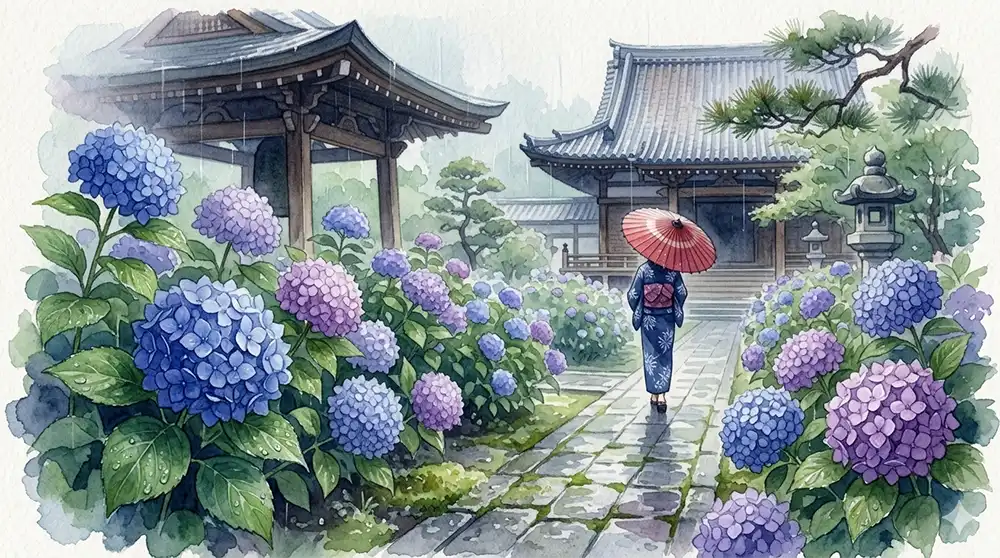 『6月中旬〜下旬』雨の日に映える花――紫陽花の名所と日本の寺社