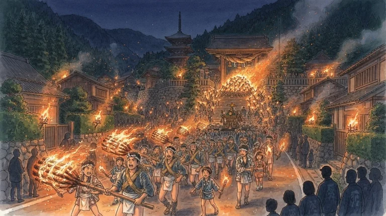 『10月22日』松明を担いで夜の山里を駆ける――京都・鞍馬の火祭