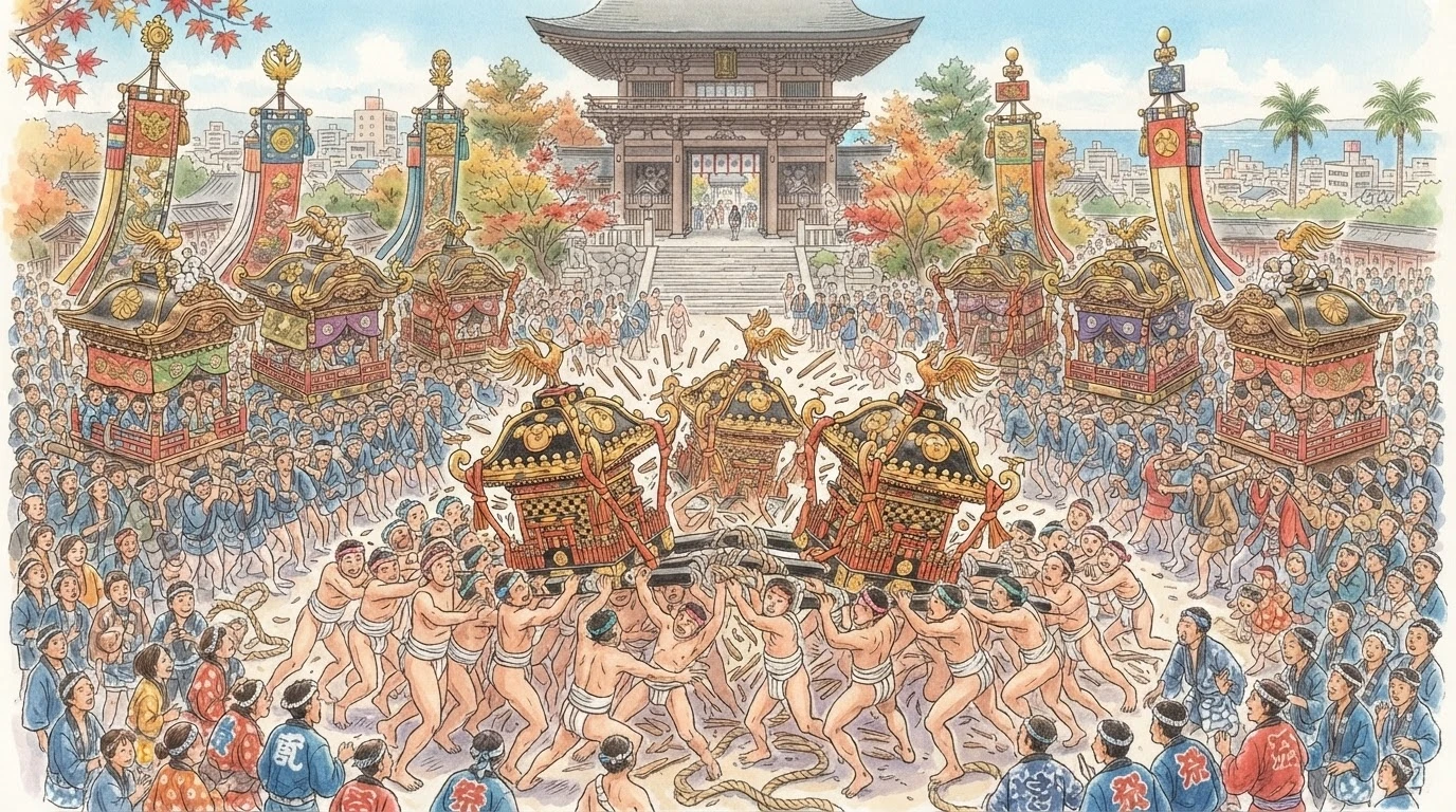 『10月14日〜15日』神輿をぶつけ合い神を喜ばせる――兵庫・灘のけんか祭り